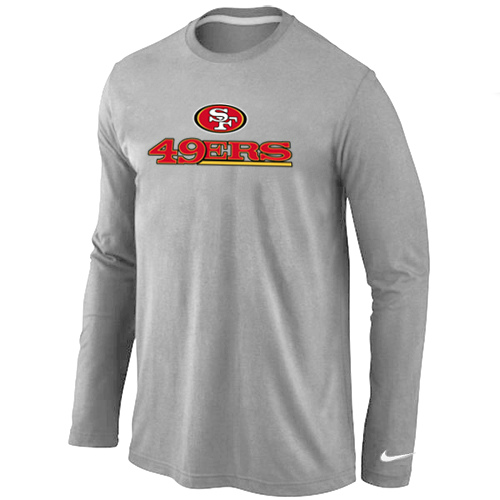 Nike San Francisco 49ers Authentic Logo Long Sleeve T-Shirt Gray,We sell and wholesale Nike San Francisco 49ers Authentic Logo Long Sleeve T-Shirt Gray on line form chian!