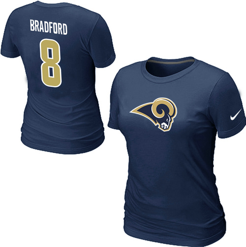 Nike St. Louis Rams Sam Bradford Name & Number Women's T-Shirt Blue,We sell and wholesale Nike St. Louis Rams Sam Bradford Name & Number Women's T-Shirt Blue on line form chian!