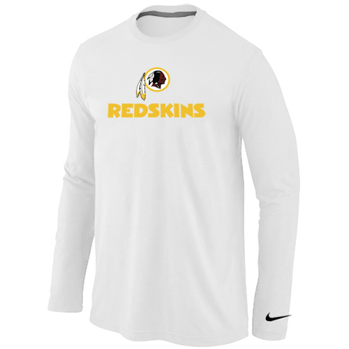 Nike Washington Red Skins Authentic Logo Long Sleeve T-Shirt White,We sell and wholesale Nike Washington Red Skins Authentic Logo Long Sleeve T-Shirt White on line form chian!
