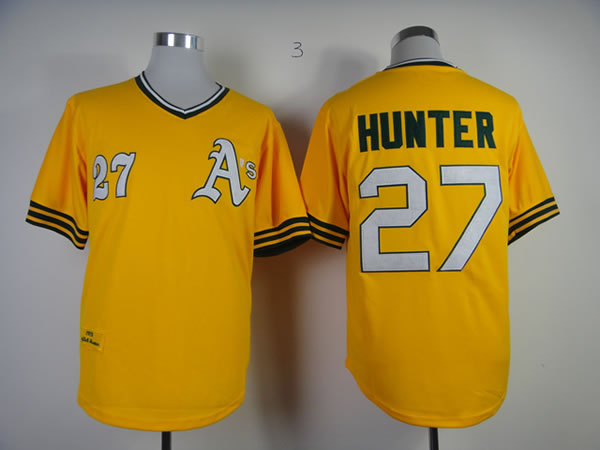 Oakland Athletics #27 Catfish Hunter 1972 Yellow Throwback Jerseys,We sell and wholesale Oakland Athletics #27 Catfish Hunter 1972 Yellow Throwback Jerseys on line form chian!