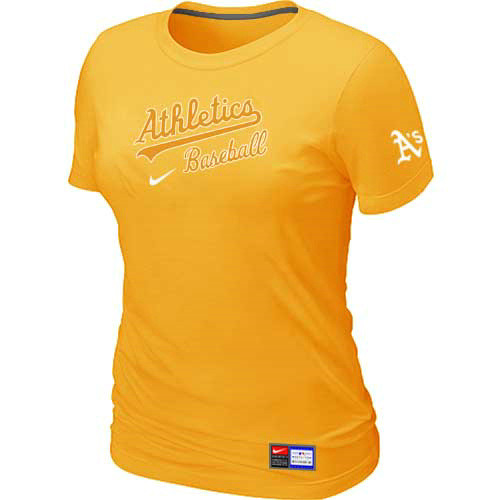 Oakland Athletics Nike Women's Yellow Short Sleeve Practice T-Shirt,We sell and wholesale Oakland Athletics Nike Women's Yellow Short Sleeve Practice T-Shirt on line form chian!