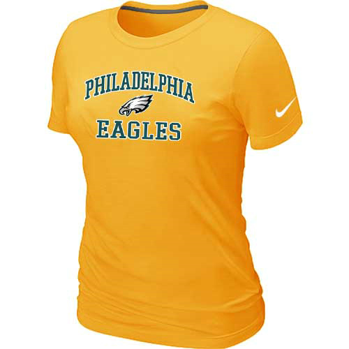 Philadelphia Eagles Women's Heart & Soul Yellow T-Shirt,We sell and wholesale Philadelphia Eagles Women's Heart & Soul Yellow T-Shirt on line form chian!