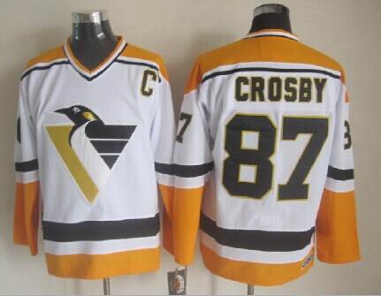Pittsburgh Penguins #87 Sidney Crosby CCM White Yellow Jerseys,We sell and wholesale Pittsburgh Penguins #87 Sidney Crosby CCM White Yellow Jerseys on line form chian!
