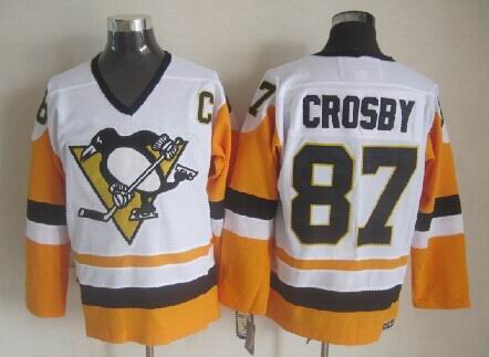 Pittsburgh Penguins #87 Sidney Crosby White Yellow CCM Throwback Jerseys,We sell and wholesale Pittsburgh Penguins #87 Sidney Crosby White Yellow CCM Throwback Jerseys on line form chian!