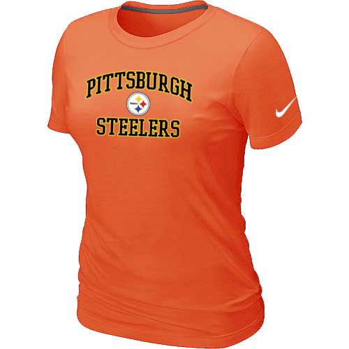 Pittsburgh Steelers Women's Heart & Soul Orange T-Shirt,We sell and wholesale Pittsburgh Steelers Women's Heart & Soul Orange T-Shirt on line form chian!