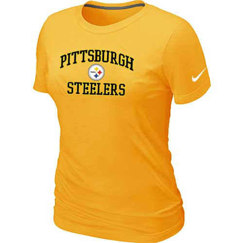 Pittsburgh Steelers Women's Heart & Soul Yellow T-Shirt,We sell and wholesale Pittsburgh Steelers Women's Heart & Soul Yellow T-Shirt on line form chian!