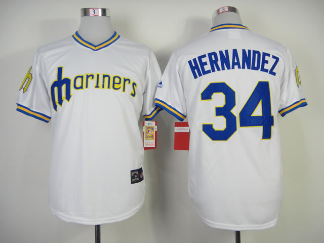 Seattle Mariners #34 Hernandez White Throwback Jerseys,We sell and wholesale Seattle Mariners #34 Hernandez White Throwback Jerseys on line form chian!