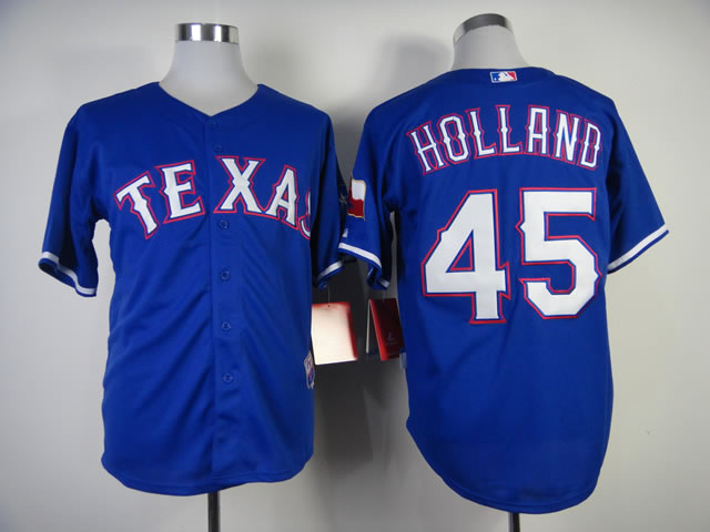 Texas Rangers #45 Holland 2014 Blue Jerseys,We sell and wholesale Texas Rangers #45 Holland 2014 Blue Jerseys on line form chian!