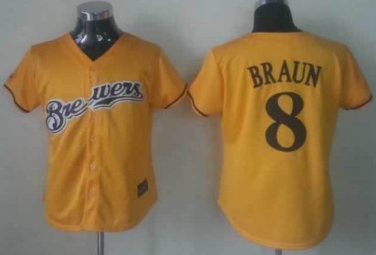 Womens Milwaukee Brewers #8 Ryan Braun Yellow Jerseys,We sell and wholesale Womens Milwaukee Brewers #8 Ryan Braun Yellow Jerseys on line form chian!