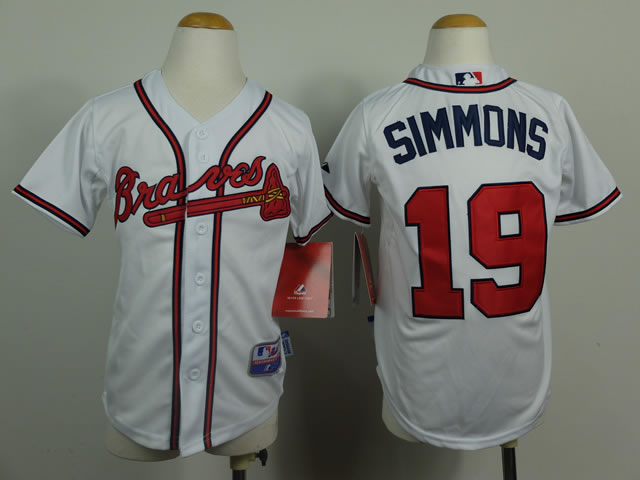 Youth Atlanta Braves #19 Simmons 2014 White Jerseys,We sell and wholesale Youth Atlanta Braves #19 Simmons 2014 White Jerseys on line form chian!