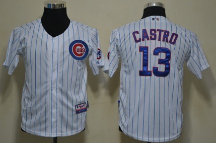 Youth Chicago Cubs #13 Starlin Castro White Pinstirpe Jerseys,We sell and wholesale Youth Chicago Cubs #13 Starlin Castro White Pinstirpe Jerseys on line form chian!