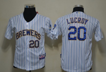 Youth Milwaukee Brewers #20 Jonathan Lucroy White Pinstripe Jerseys,We sell and wholesale Youth Milwaukee Brewers #20 Jonathan Lucroy White Pinstripe Jerseys on line form chian!