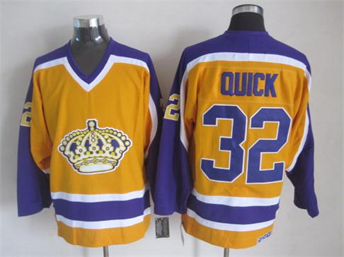 Los Angeles Kings #32 Jonathan Quick Yellow With Purple Throwback Jerseys,We sell and wholesale Los Angeles Kings #32 Jonathan Quick Yellow With Purple Throwback Jerseys on line form chian!