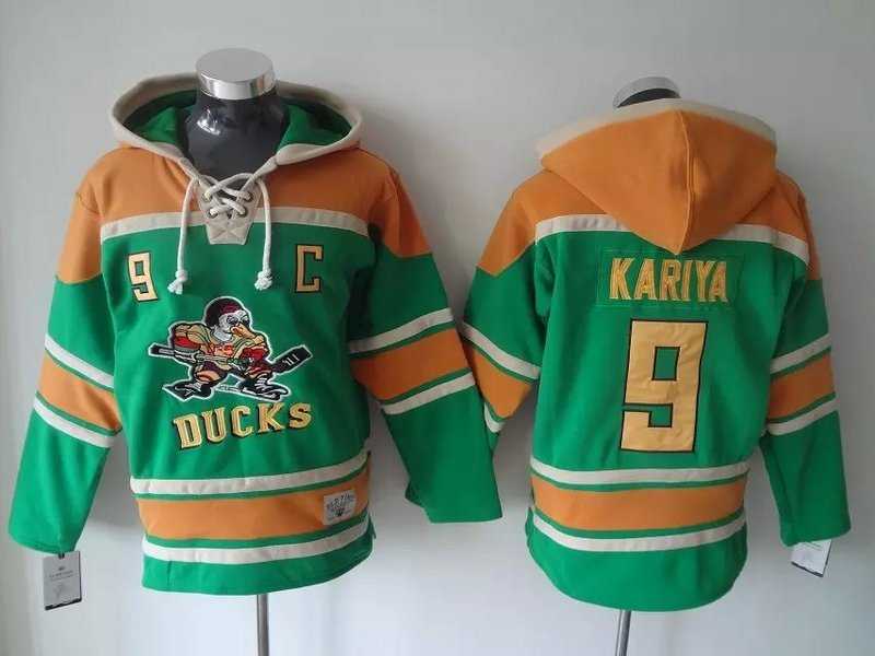 Anaheim Ducks #9 Paul Kariya Green Stitched Hoodie,We sell and wholesale Anaheim Ducks #9 Paul Kariya Green Stitched Hoodie on line form chian!
