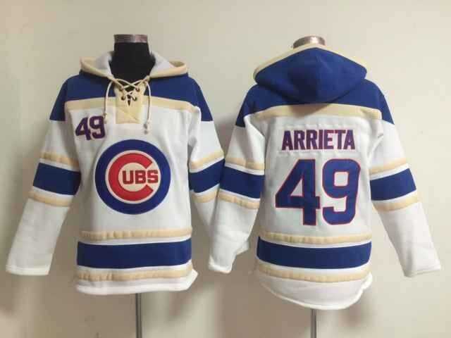 Chicago Cubs #49 Jake Arrieta White Stitched Hoodie,We sell and wholesale Chicago Cubs #49 Jake Arrieta White Stitched Hoodie on line form chian!