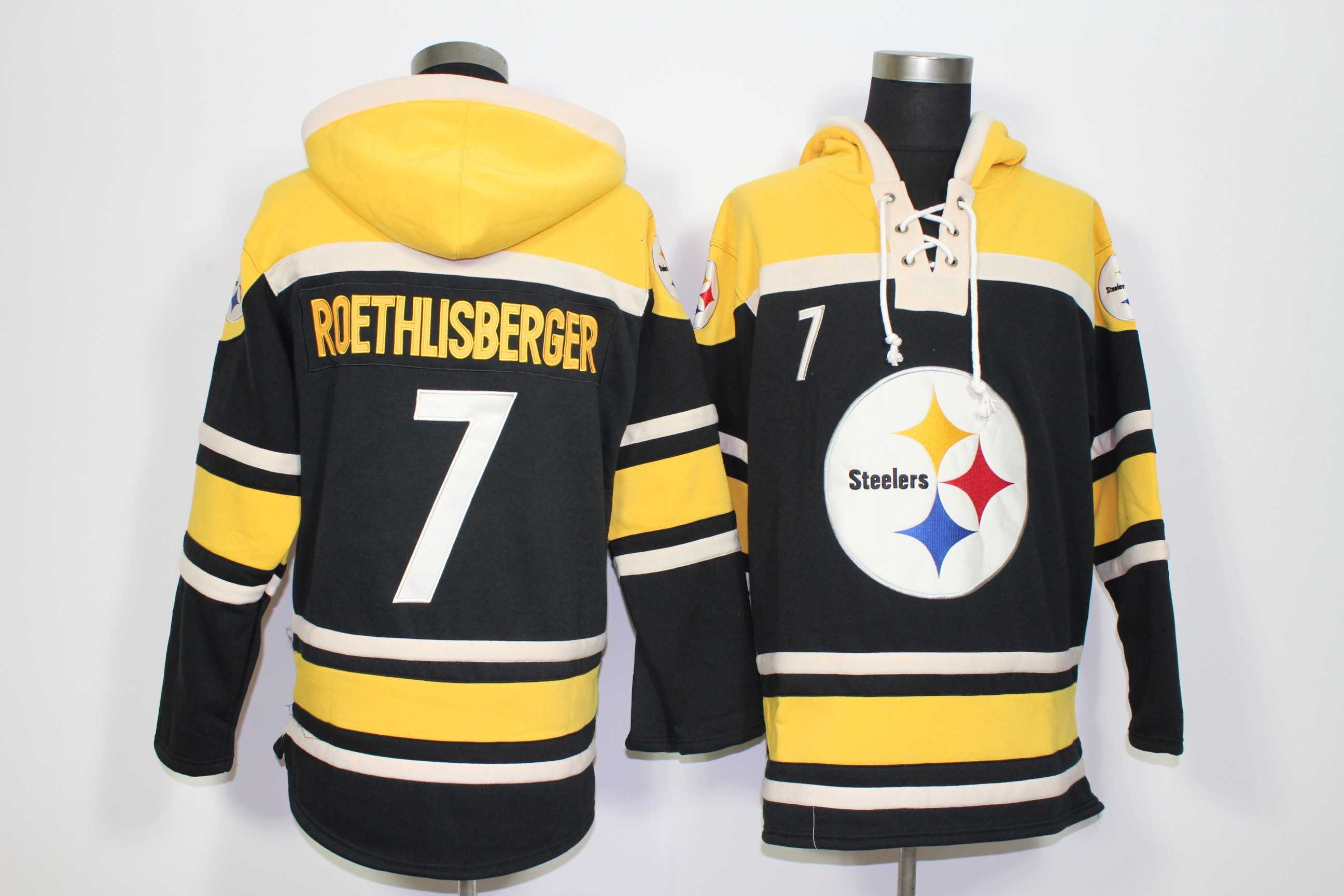 Pittsburgh Steelers #7 Ben Roethlisberger Black Stitched Hoodie,We sell and wholesale Pittsburgh Steelers #7 Ben Roethlisberger Black Stitched Hoodie on line form chian!