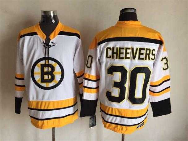 Boston Bruins #30 Gerry Cheevers White-Yellow CCM Throwback Jerseys,We sell and wholesale Boston Bruins #30 Gerry Cheevers White-Yellow CCM Throwback Jerseys on line form chian!