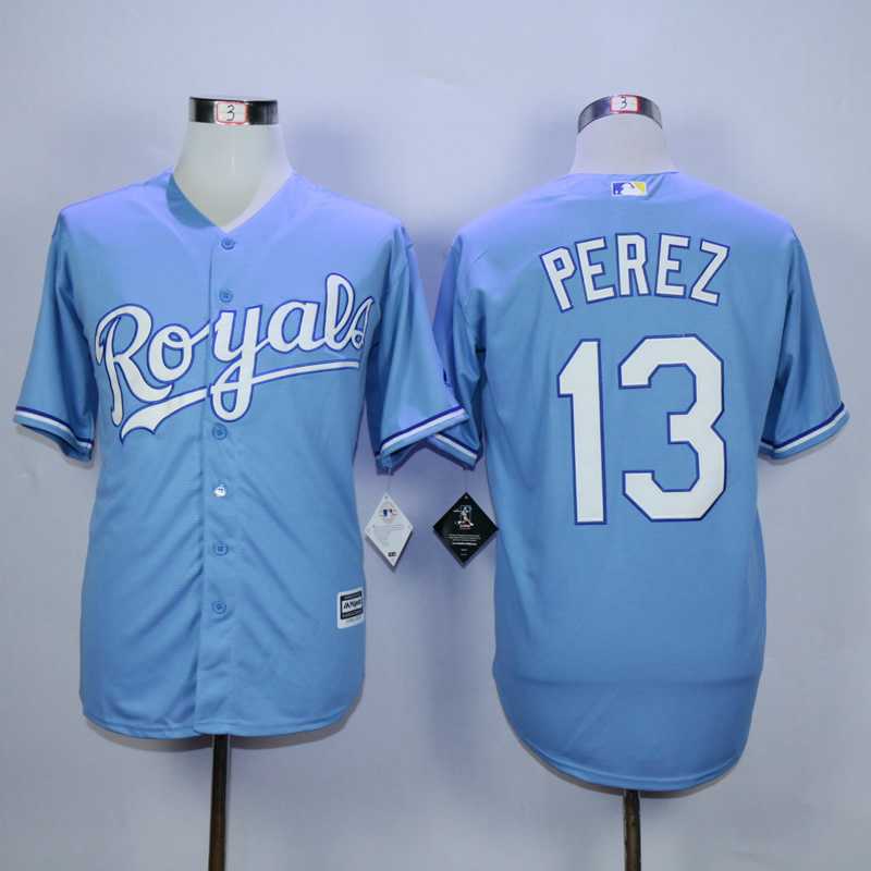 Majestic Kansas City Royals #13 Salvador Perez Light Blue MLB Stitched Jerseys,We sell and wholesale Majestic Kansas City Royals #13 Salvador Perez Light Blue MLB Stitched Jerseys on line form chian!