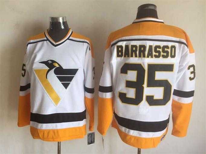 Pittsburgh Penguins #35 Tom Barrasso White-Yellow CCM Throwback Jerseys,We sell and wholesale Pittsburgh Penguins #35 Tom Barrasso White-Yellow CCM Throwback Jerseys on line form chian!