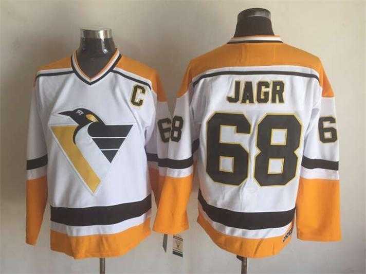 Pittsburgh Penguins #68 Jaromir Jagr White-Yellow CCM Throwback Jerseys,We sell and wholesale Pittsburgh Penguins #68 Jaromir Jagr White-Yellow CCM Throwback Jerseys on line form chian!