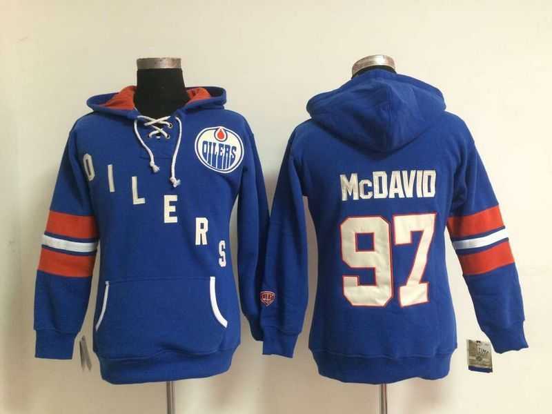 Womens Edmonton Oilers #97 Connor McDavid Blue Stitched Hoodie,We sell and wholesale Womens Edmonton Oilers #97 Connor McDavid Blue Stitched Hoodie on line form chian!