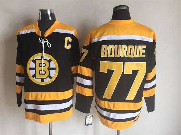 Boston Bruins #77 Ray Bourque Black Yellow CCM Throwback Stitched Jerseys,We sell and wholesale Boston Bruins #77 Ray Bourque Black Yellow CCM Throwback Stitched Jerseys on line form chian!