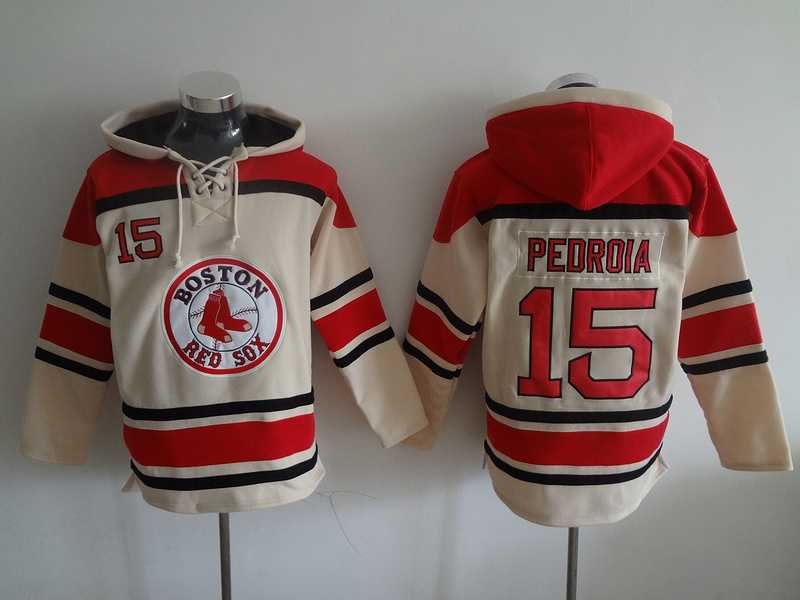 Boston Red Sox #15 Dustin Pedroia Cream Stitched Hoodie,We sell and wholesale Boston Red Sox #15 Dustin Pedroia Cream Stitched Hoodie on line form chian!