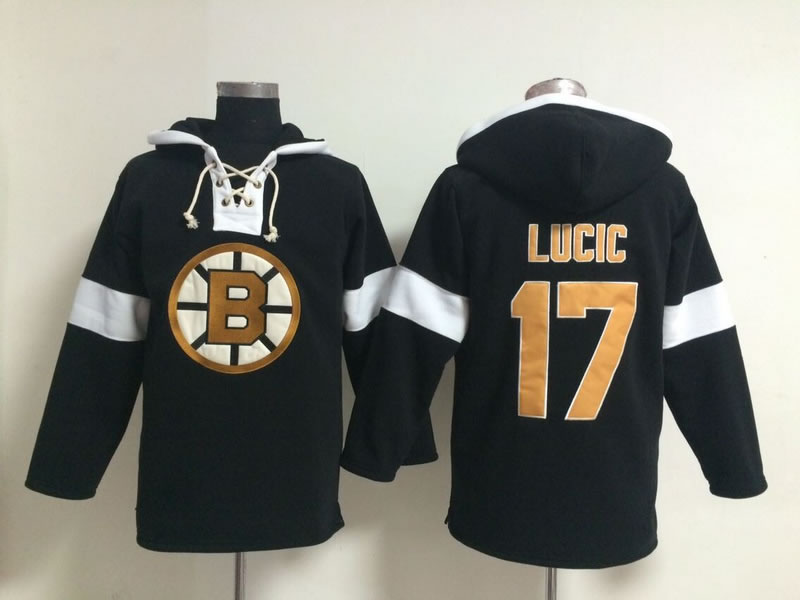 Boston Bruins #17 Milan Lucic Solid Color Black Hoody,We sell and wholesale Boston Bruins #17 Milan Lucic Solid Color Black Hoody on line form chian!