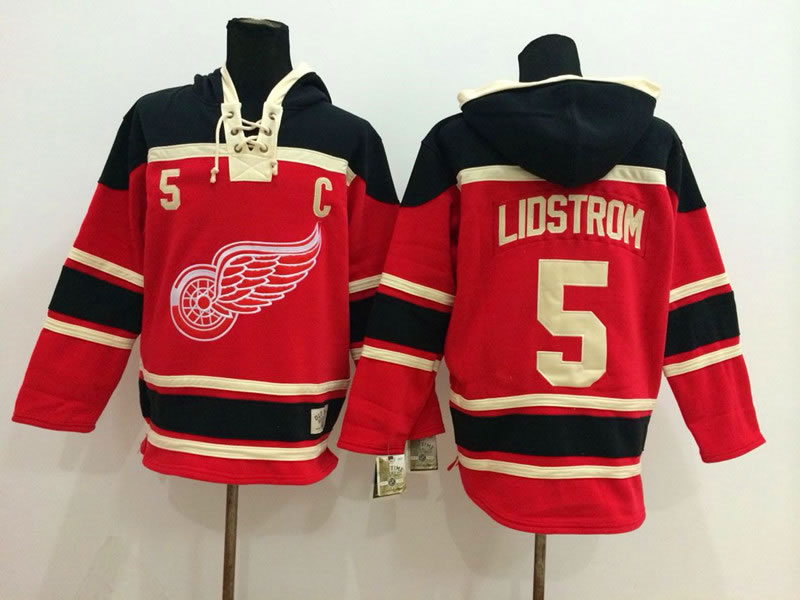 Detroit Red Wings #5 Nicklas Lidstrom Red Hoodie,We sell and wholesale Detroit Red Wings #5 Nicklas Lidstrom Red Hoodie on line form chian!