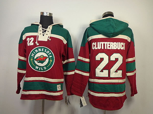 Minnesota Wilds #22 Cal Clutterbuck Red With Green Hoodie,We sell and wholesale Minnesota Wilds #22 Cal Clutterbuck Red With Green Hoodie on line form chian!