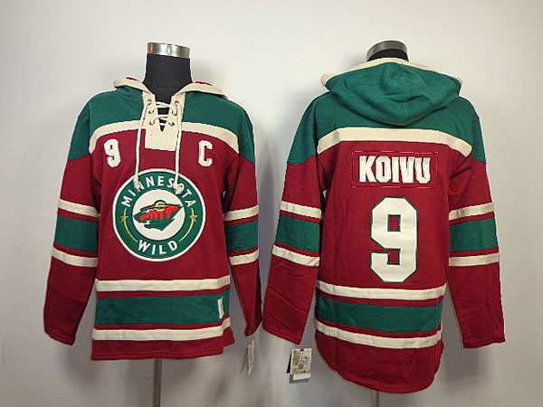Minnesota Wilds #9 Mikko Koivu Red With Green Hoodie,We sell and wholesale Minnesota Wilds #9 Mikko Koivu Red With Green Hoodie on line form chian!