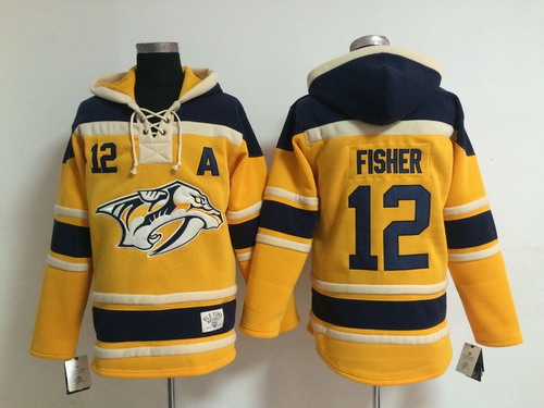 Nashville Predators #12 Mike Fisher Yellow Hoodie,We sell and wholesale Nashville Predators #12 Mike Fisher Yellow Hoodie on line form chian!