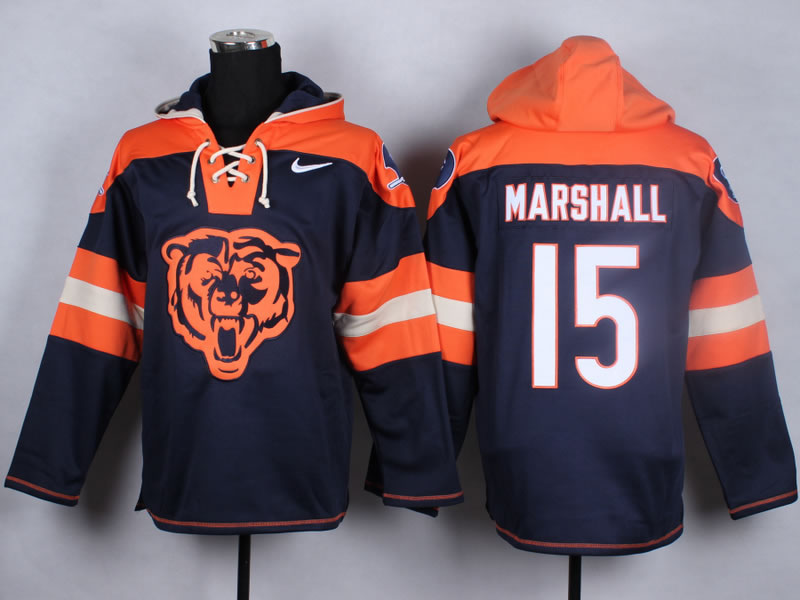 Nike Chicago Bears #15 Brandon Marshall Navy Blue Hoody,We sell and wholesale Nike Chicago Bears #15 Brandon Marshall Navy Blue Hoody on line form chian!
