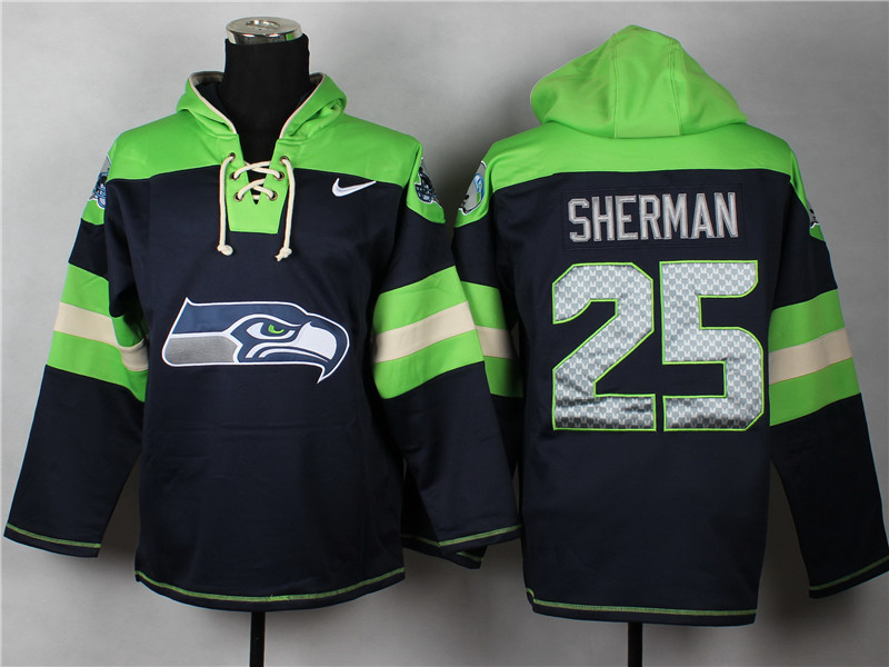 Nike Seattle Seahawks #25 Richard Sherman Navy Blue Hoody,We sell and wholesale Nike Seattle Seahawks #25 Richard Sherman Navy Blue Hoody on line form chian!