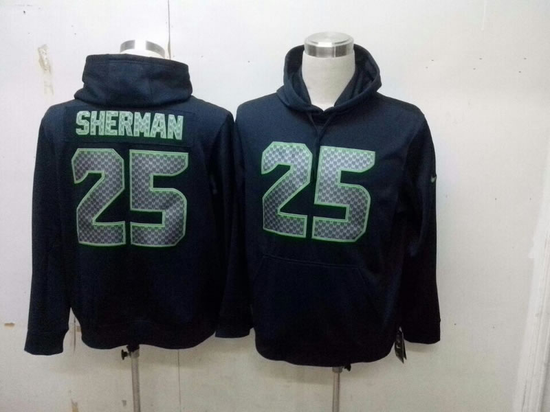 Nike Seattle Seahawks #25 Richard Sherman Pullover Hoodie Navy Blue,We sell and wholesale Nike Seattle Seahawks #25 Richard Sherman Pullover Hoodie Navy Blue on line form chian!