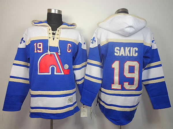 Quebec Nordiques #19 Joe Sakic Light Blue Hoodie,We sell and wholesale Quebec Nordiques #19 Joe Sakic Light Blue Hoodie on line form chian!
