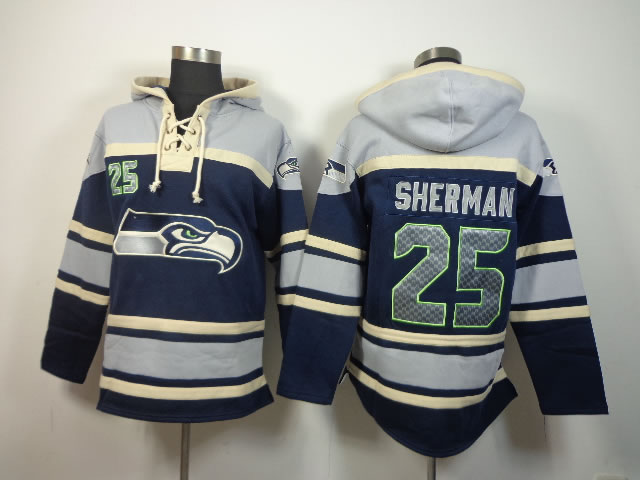 Seattle Seahawks #25 Sherman Navy Blue Hoodie,We sell and wholesale Seattle Seahawks #25 Sherman Navy Blue Hoodie on line form chian!