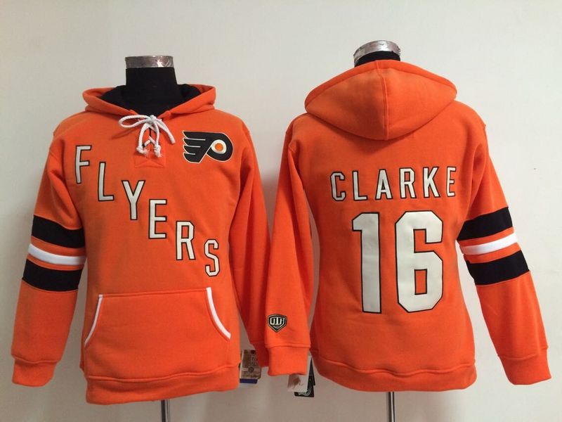 Womens Philadelphia Flyers #16 Bobby Clarke Orange Old Time Hockey Hoodie,We sell and wholesale Womens Philadelphia Flyers #16 Bobby Clarke Orange Old Time Hockey Hoodie on line form chian!