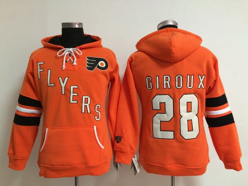 Womens Philadelphia Flyers #28 Claude Giroux Orange Old Time Hockey Hoodie,We sell and wholesale Womens Philadelphia Flyers #28 Claude Giroux Orange Old Time Hockey Hoodie on line form chian!