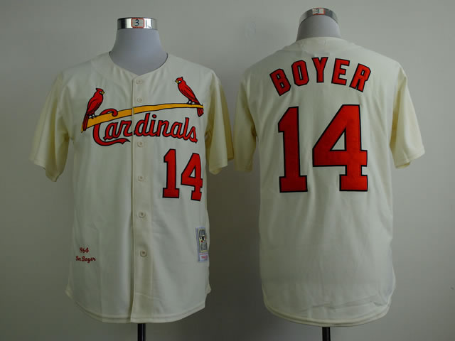 St. Louis Cardinals #14 Ken Boyer 1964 Cream Throwback Jerseys,We sell and wholesale St. Louis Cardinals #14 Ken Boyer 1964 Cream Throwback Jerseys on line form chian!