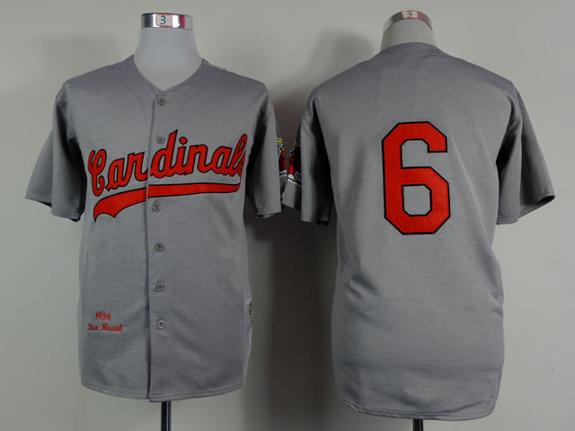 St. Louis Cardinals #6 Stan Musial 1956 Gray Throwback Jerseys,We sell and wholesale St. Louis Cardinals #6 Stan Musial 1956 Gray Throwback Jerseys on line form chian!