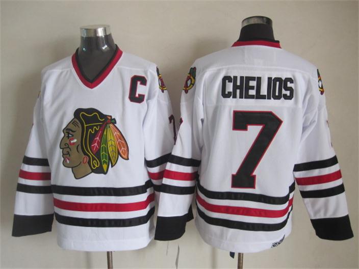 Chicago Blackhawks #7 Chris Chelios White Throwback CCM Jerseys,We sell and wholesale Chicago Blackhawks #7 Chris Chelios White Throwback CCM Jerseys on line form chian!