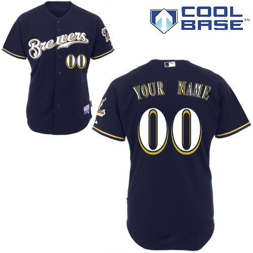 Customized Youth MLB Jersey-Milwaukee Brewers Stitched Alternate Dark Blue Cool Base Baseball Jersey,We sell and wholesale Customized Youth MLB Jersey-Milwaukee Brewers Stitched Alternate Dark Blue Cool Base Baseball Jersey on line form chian!