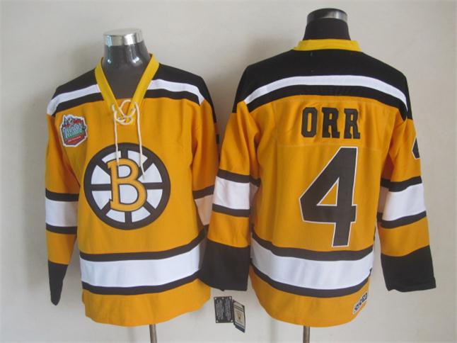 Boston Bruins #4 Bobby Orr Yellow 75TH CCM Throwback Jerseys,We sell and wholesale Boston Bruins #4 Bobby Orr Yellow 75TH CCM Throwback Jerseys on line form chian!