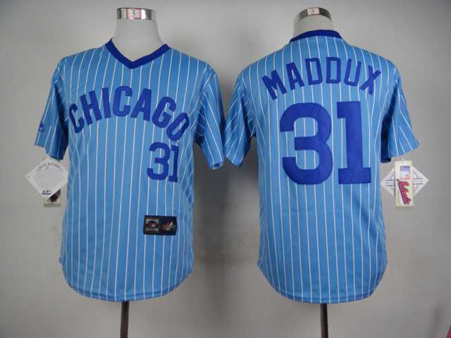 Chicago Cubs #31 Greg Maddux Blue Pinstripe Throwback Pullover Jerseys,We sell and wholesale Chicago Cubs #31 Greg Maddux Blue Pinstripe Throwback Pullover Jerseys on line form chian!