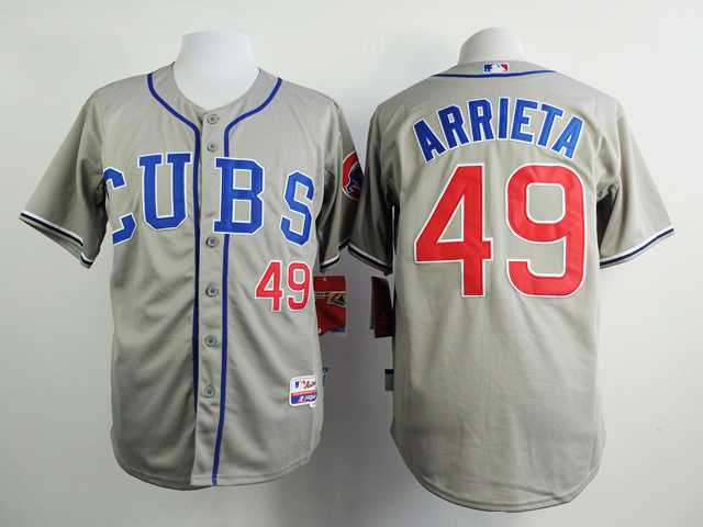 Chicago Cubs #49 Jake Arrieta Gray Jerseys,We sell and wholesale Chicago Cubs #49 Jake Arrieta Gray Jerseys on line form chian!