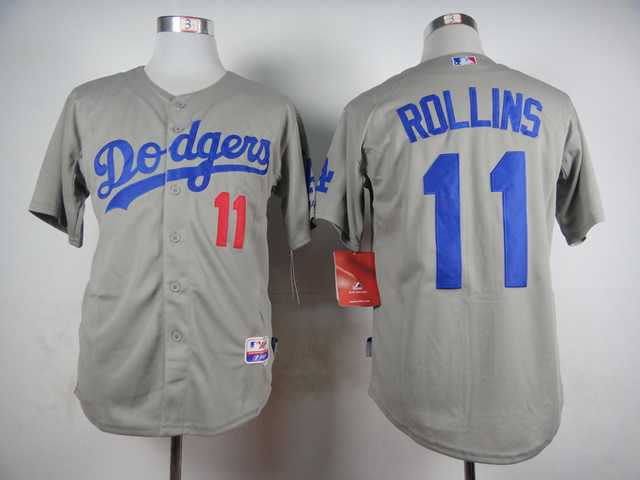 Los Angeles Dodgers #11 Jimmy Rollins Gray Cool Base Jerseys,We sell and wholesale Los Angeles Dodgers #11 Jimmy Rollins Gray Cool Base Jerseys on line form chian!