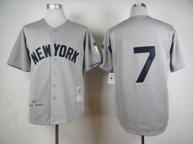 New York Yankees #7 Mickey Mantle Gray 1951 Throwback Jerseys,We sell and wholesale New York Yankees #7 Mickey Mantle Gray 1951 Throwback Jerseys on line form chian!