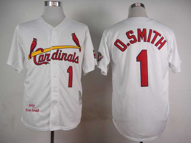 St. Louis Cardinals #1 Ozzie Smith White 1992 Throwback Cool Base Jerseys,We sell and wholesale St. Louis Cardinals #1 Ozzie Smith White 1992 Throwback Cool Base Jerseys on line form chian!