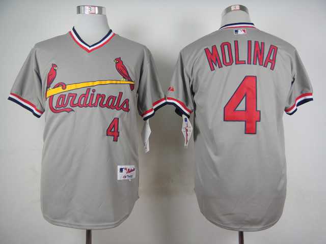 St. Louis Cardinals #4 Yadier Molina Gray 1978 Throwback Pullover Jerseys,We sell and wholesale St. Louis Cardinals #4 Yadier Molina Gray 1978 Throwback Pullover Jerseys on line form chian!